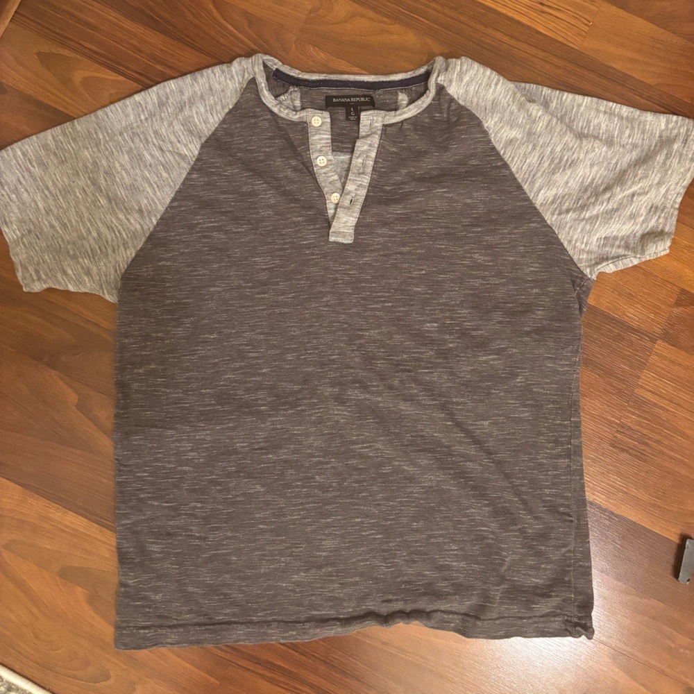 Gray and Light Gray Henley T-Shirt
